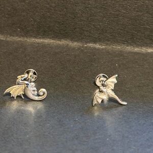 Silver Rain Dragon Earrings with flat backs